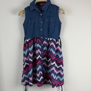 Chic Denim and Chevron Kids Dress